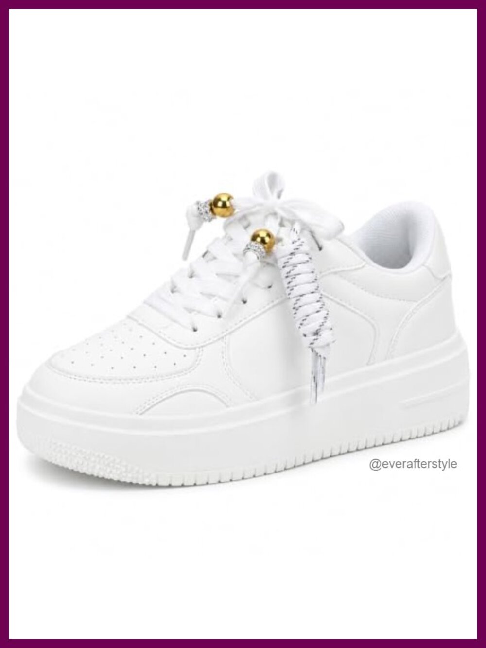 Platform Sneakers Lace Up Rope Detail Casual Women PU Rubber Shoes